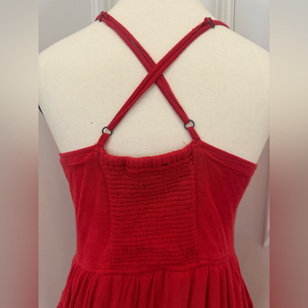 Superdry Red Jayde Front Tie Up Criss Cross Back Midi Dress (Size 6) - Picture 11 of 13